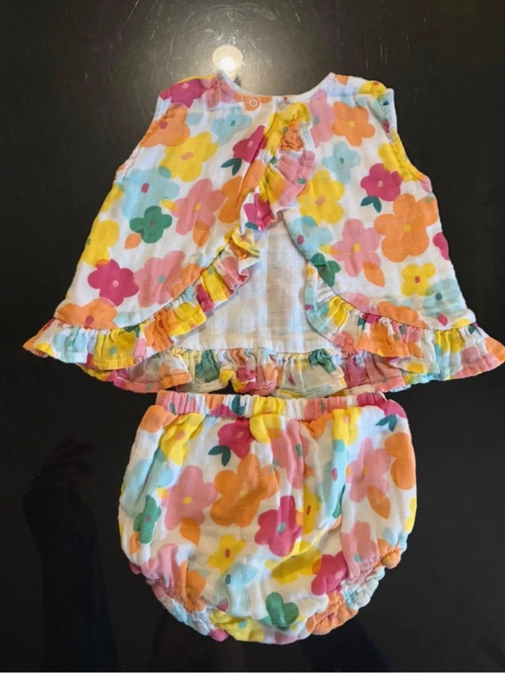Baby Floral Ruffle Top & Bloomers Set - Multicolor Tullabee 6@12 M